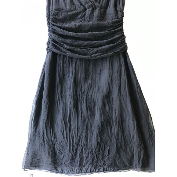 Elie Tahari Silk Little Black Dress Ruched waist Size 6 - Picture 13 of 14